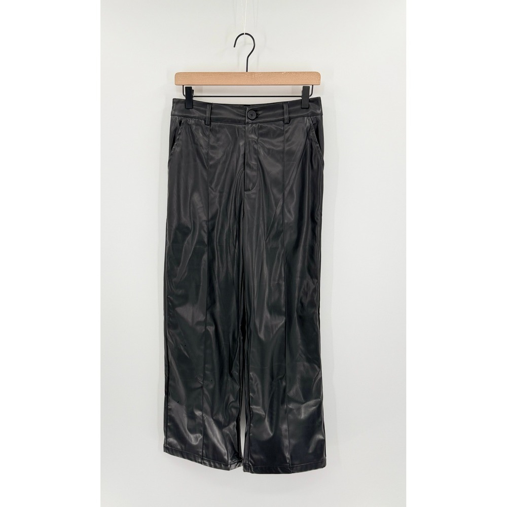 NWT Cider Vegan Leather Wide Leg Pants M Edgy Streetwear Goth Biker Modern Chic